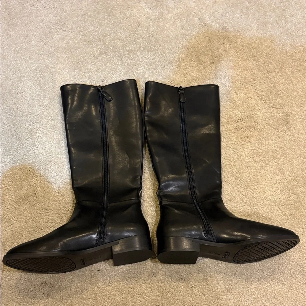 AEROSOLES Black Faux Leather Tall Boots-Size 8